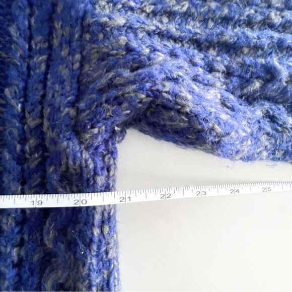 BB Dakota Cable Knit Chunky Sweater Blue Gray Diagonal Zipper Women's M Acrylic - Picture 9 of 12